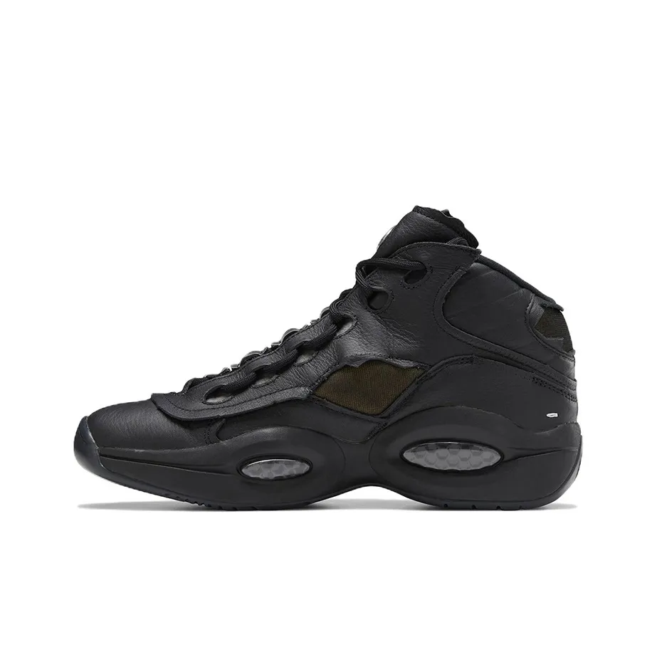 Maison Margiela X Reebok Question Vintage Basketball Shoes Unisex Mid Top Black