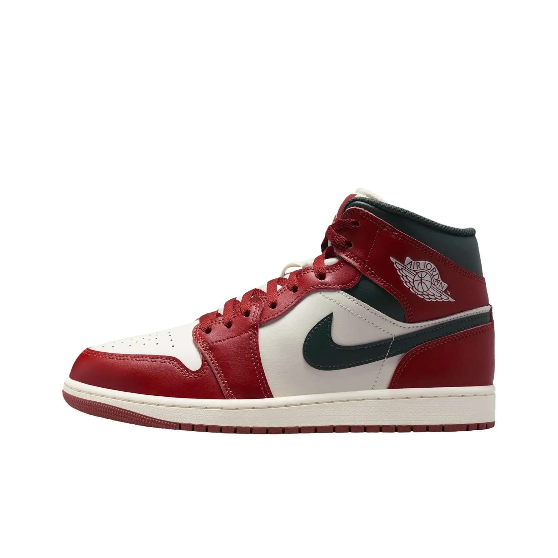 Jordan Air Jordan 1 Амортизация MID Топ Винтажные Баскетбольные Кроссовки Унисекс Красный Белый
