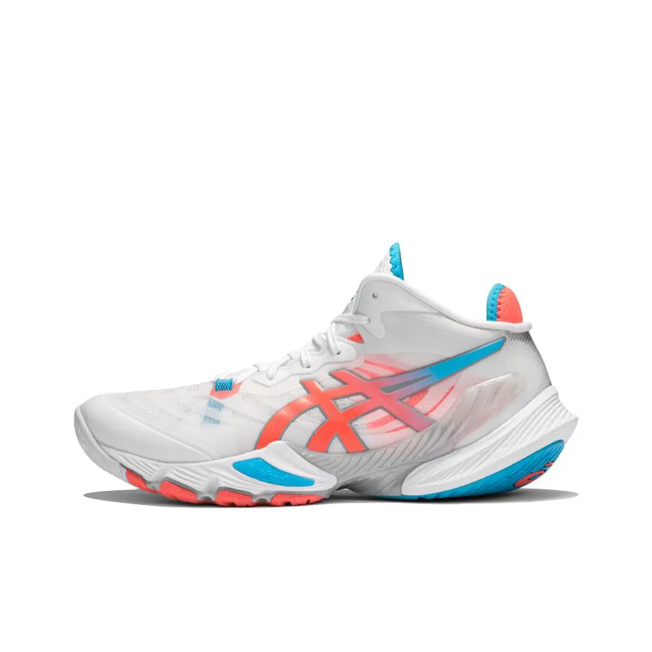 Asics Metarise Износостойкие Дышащие Низкие Волейбольные Кроссовки Мужские Белые Синие Красные