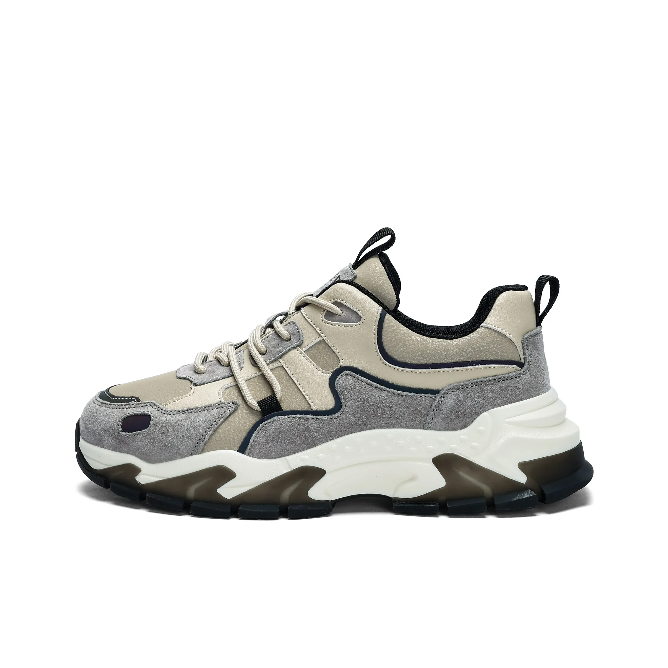 JEEP SPIRIT Chunky Sneakers Men Low Top Light Sandy/Climbing Gray