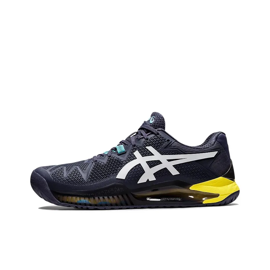 Asics Gel Resolution 8 Ткань Низкий Верх Теннисные Кроссовки Мужские Черные Желтые