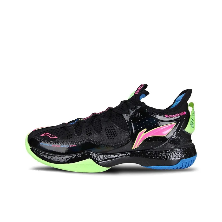 Li NING 3 Резиновая Амортизация Противоскользящая Устойчивая к Износу Низкая Обувь для Бадминтона Унисекс Черная