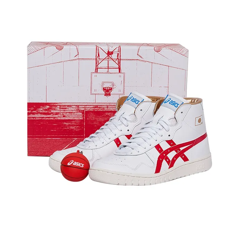 ASICS Japan L Ретро Высокие Топы Винтажные Баскетбольные Кроссовки Унисекс Белый Красный