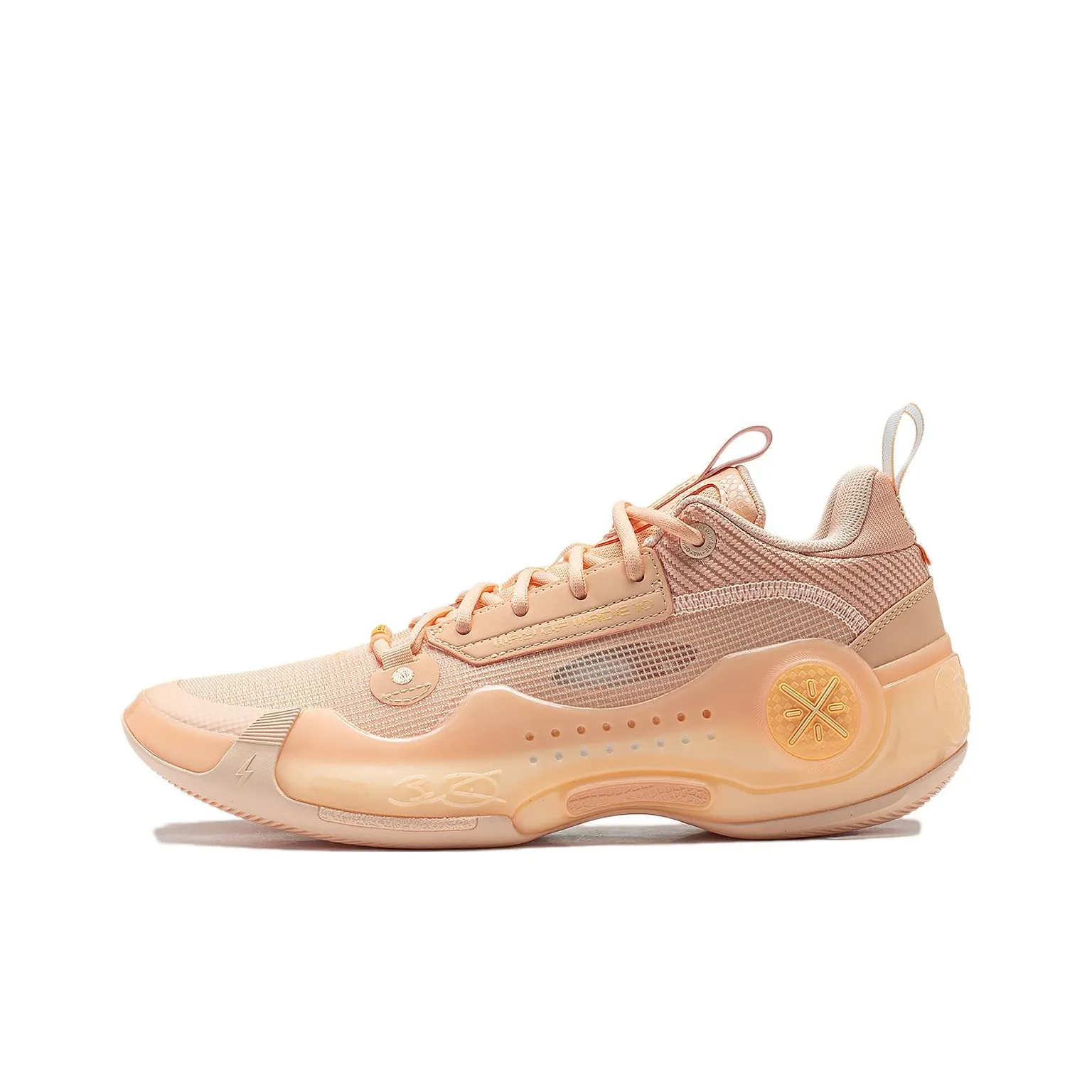 LINING WOW 10 Basketball Shoes Men Low Top Cream Orange