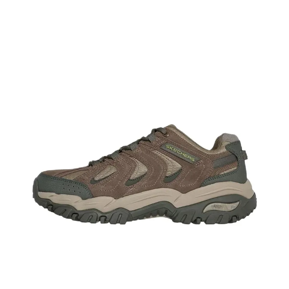 Skechers На открытом воздухе Кожа Винтажная модель Амортизация Низкий верх Походная обувь Мужская Коричневый