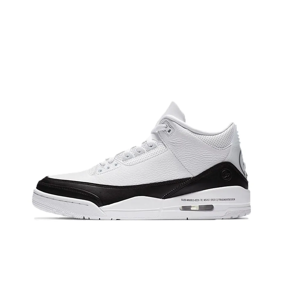 Fragment Design X Jordan Air Jordan 3 Vintage Basketball Shoes Unisex Mid Top Black/White