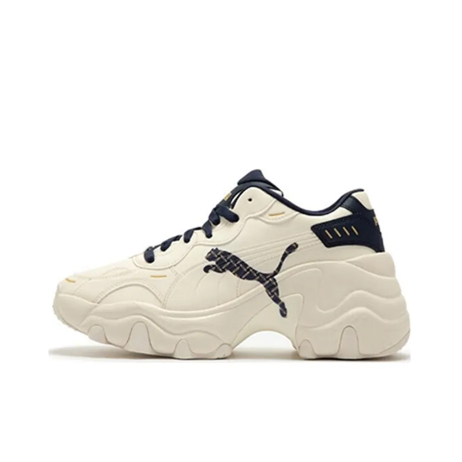 PUMA Pulsar Wedge Искусственная кожа Износостойкая и Легкая Низкий Верх Тяжелая подошва Женские Черный Белый