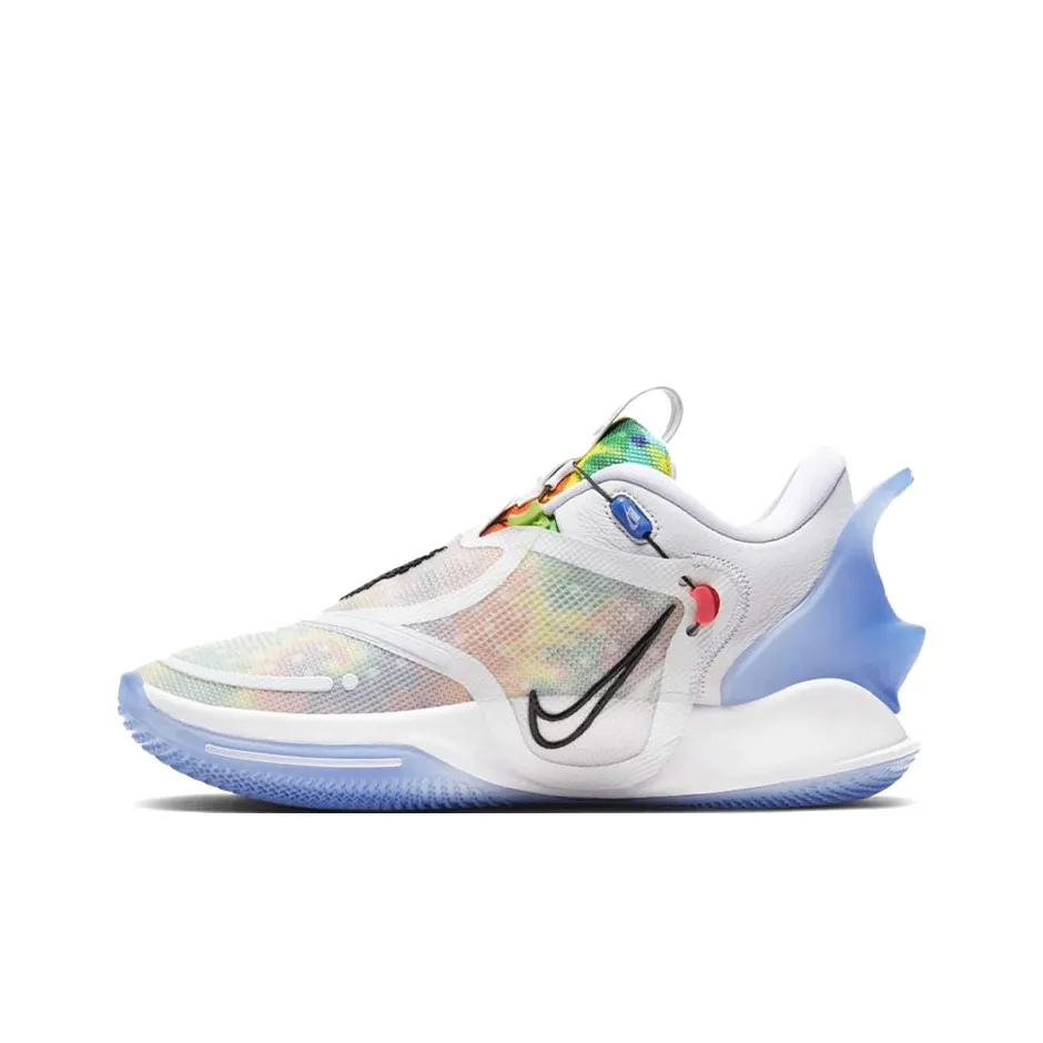 Nike Adapt bb 2,0 Tie Dye' Нескользящие Легкие Низкие Баскетбольные Кроссовки для Игры Мужские Белые и Синие