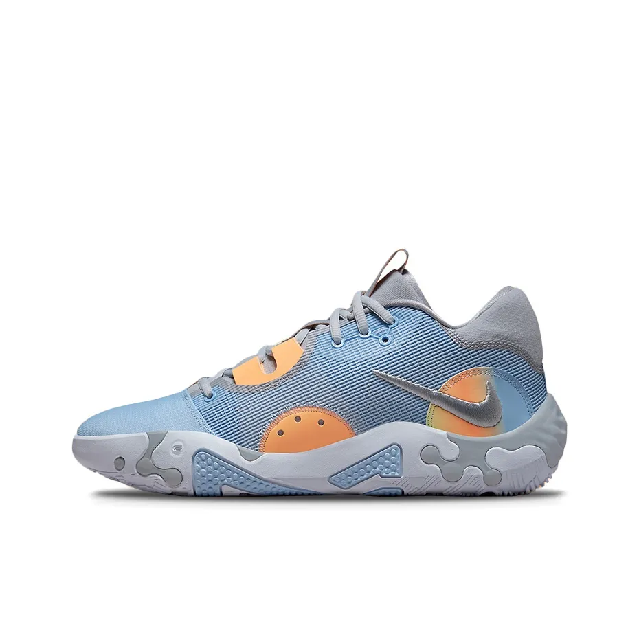 Nike PG 6 Амортизация Противоскользящие Устойчивые к истиранию Низкие Баскетбольные кроссовки Мужские Серый Синий