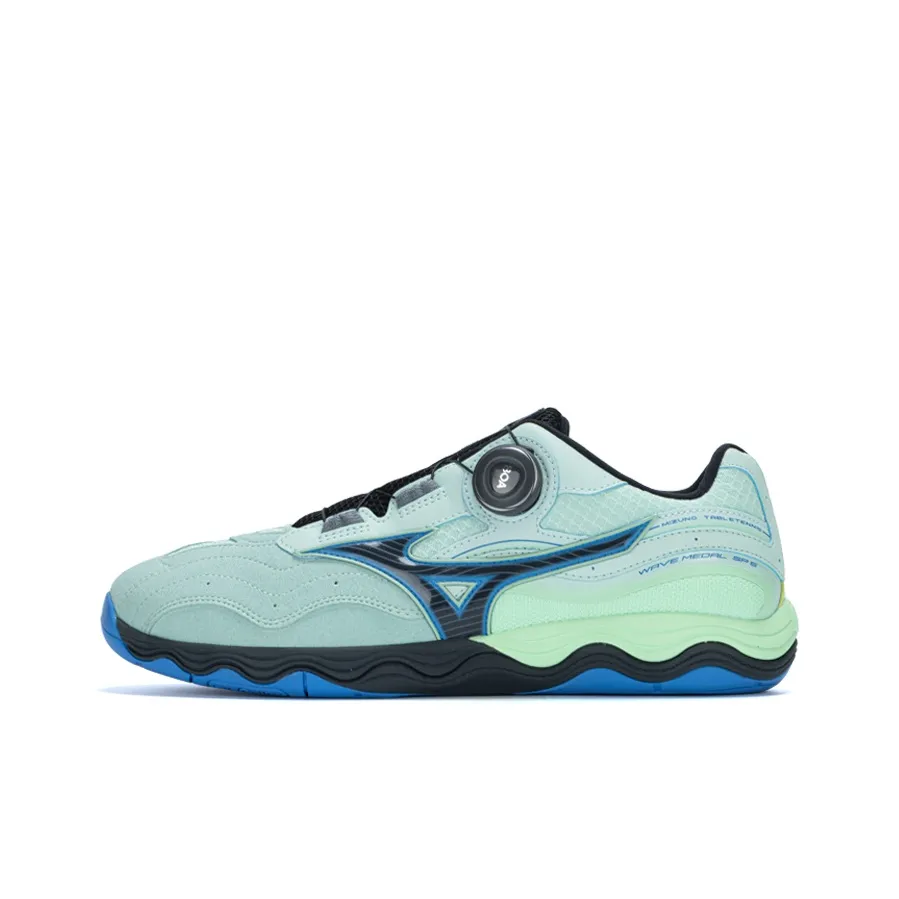 Mizuno Wave Medal Амортизация Противоскользящие Дышащие Низкие Кроссовки для тренировок Унисекс Призрачно-синий Зеленый