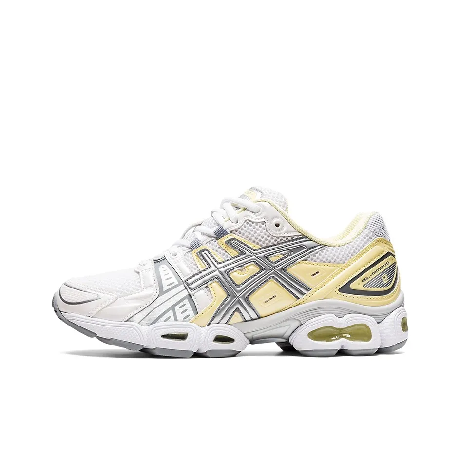 ASICS Гель Nimbus 9 Марафон Низкие Беговые Кроссовки Женские Белые Серебристо-Желтые