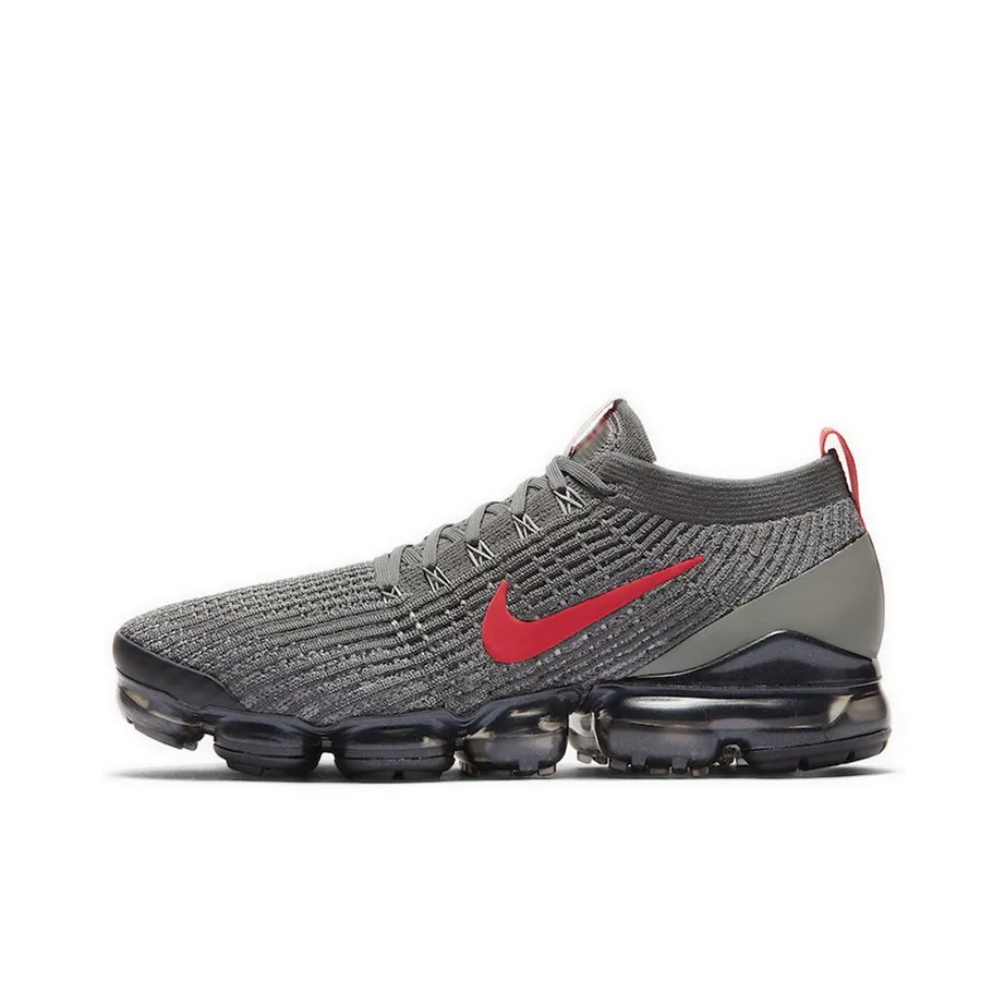Nike VaporMax Flyknit 3,0 Амортизация Баланс Низкий Топ Воздушная Подушка Беговые кроссовки Унисекс Серый Красный