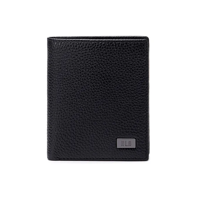 HLA Коровья кожа Складной Универсальный Кошелек Унисекс Черный