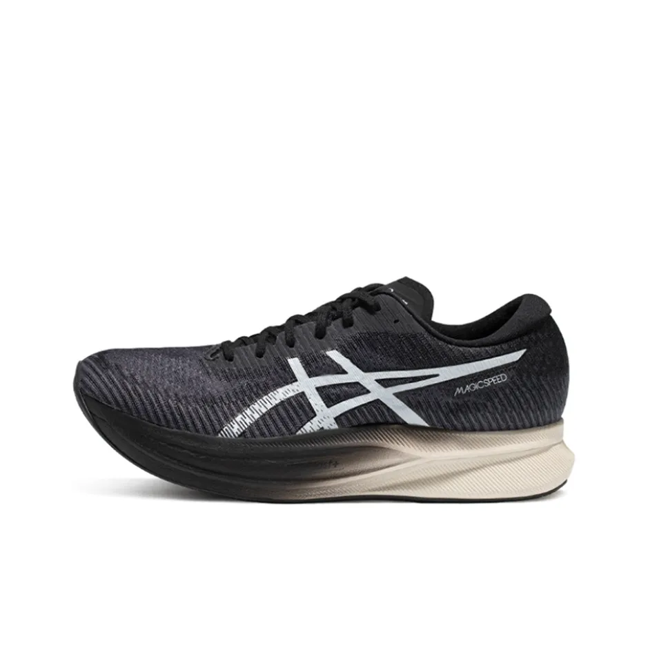 Asics Magic Speed 2,0 Кружево Вверх Текстиль Синтетическая Кожа Низкий Верх Беговые Кроссовки Мужские Черно-Белые