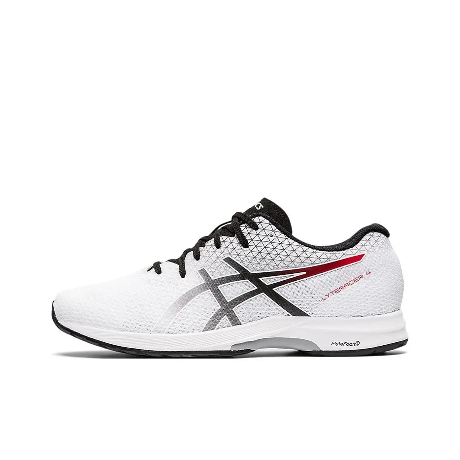 Asics Lyteracer 4 Устойчивые к истиранию Низкие Беговые кроссовки Мужские Белый Черный Широкая посадка