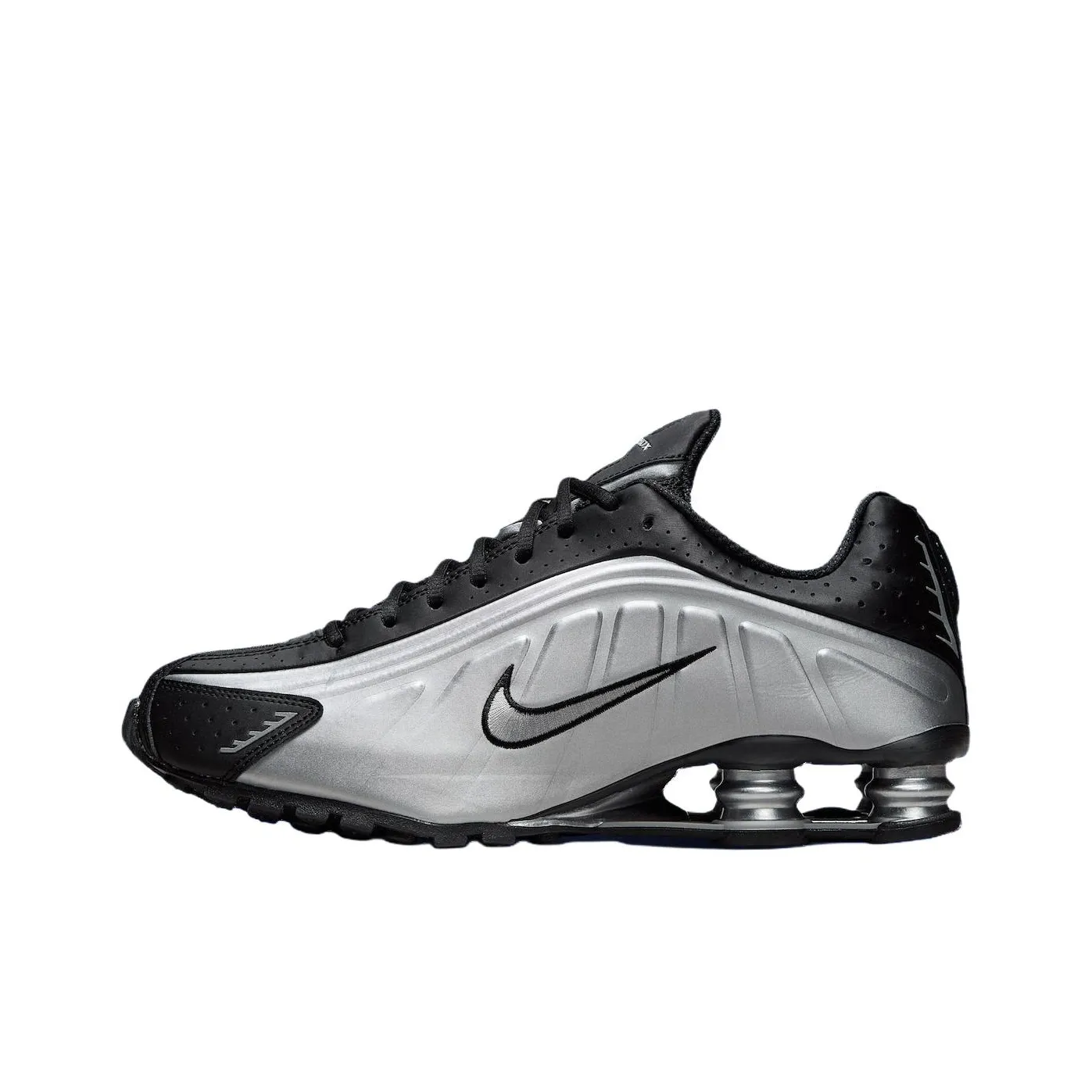 Nike Shox R4 Классический и Универсальный Беговые Кроссовки Унисекс Серебряный