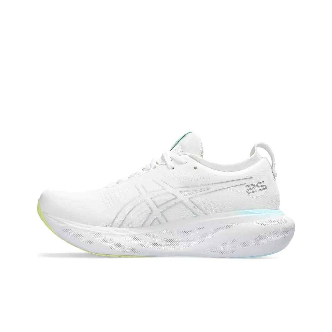 Asics Gel Nimbus 25 Текстиль Синтетическая кожа Низкий топ Марафон Беговые кроссовки Женские Серый Желтый Синий