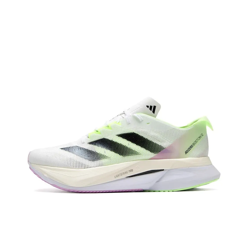 Adidas Adizero Boston 12 Running Shoes Men Low Top White Black Green