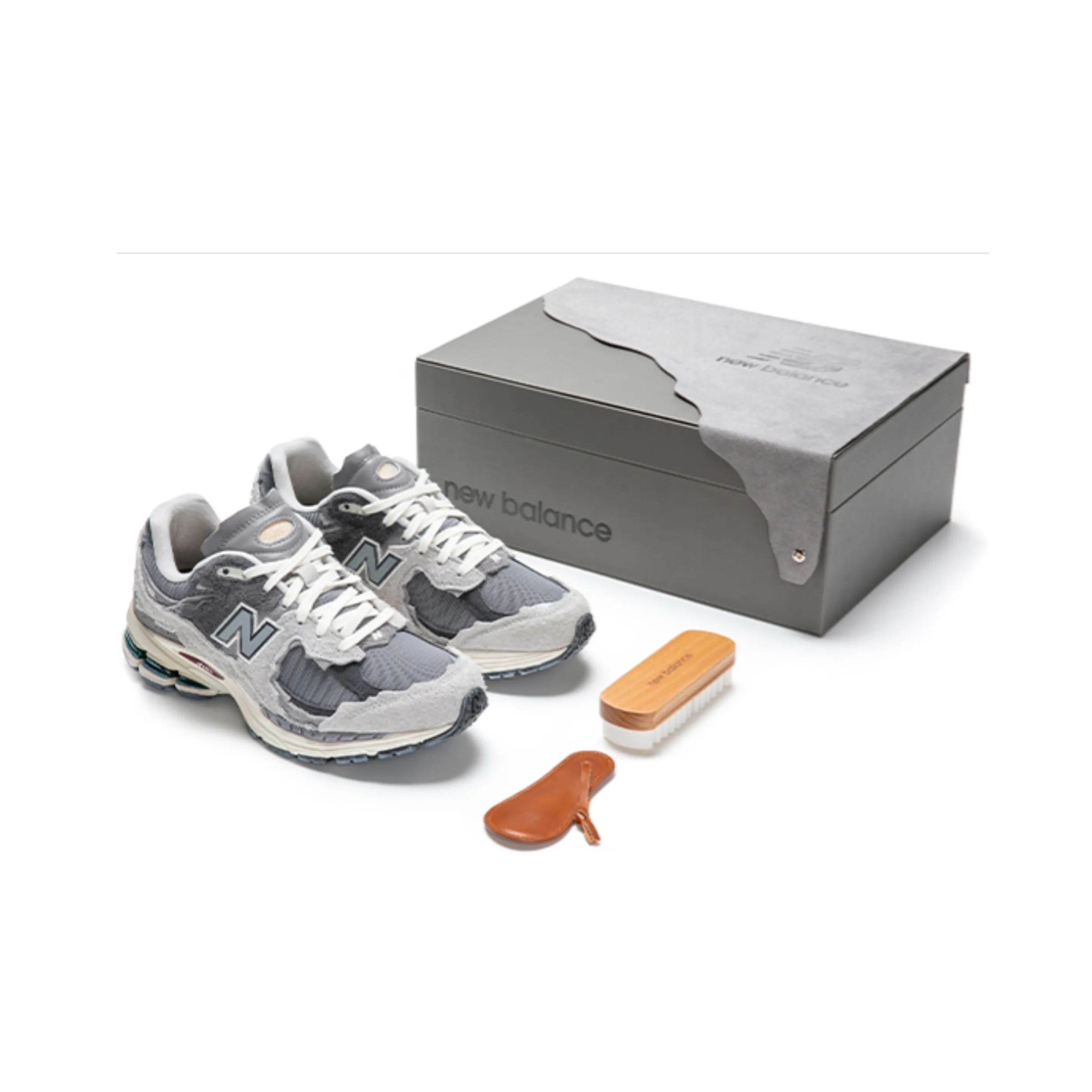 New Balance NB 2002R Текстиль Раздельная замша Низкий топ Беговые кроссовки Унисекс Серо-дождевой