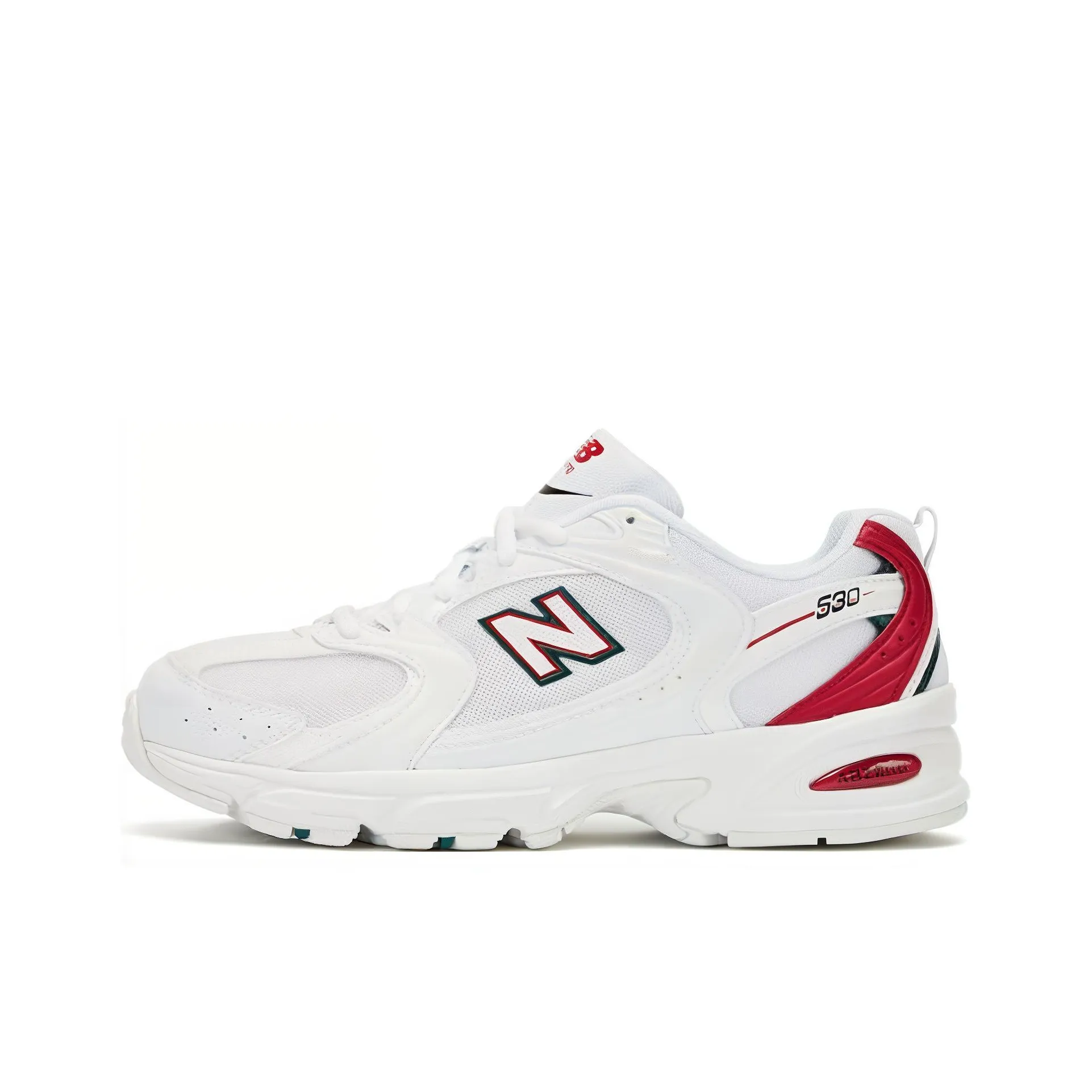 New Balance NB 530 противоскользящие и дышащие низкие повседневные беговые кроссовки унисекс белые и красные ширина D