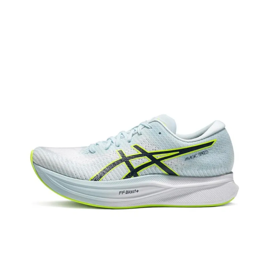 Asics Magic Speed 2,0 Сетка Устойчивая к истиранию Дышащий Низкий Топ Карбоновая Плита Беговые Кроссовки Женские Синие