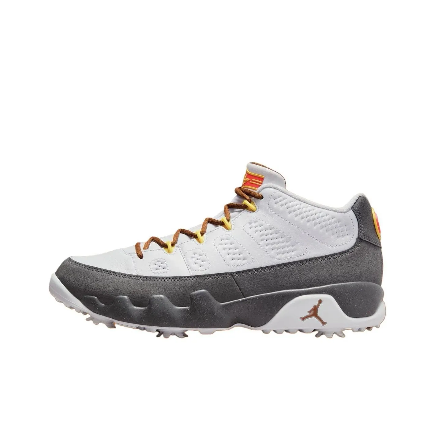 Jordan Air Jordan 9 Golf Shoes Unisex Mid Top White/Cool Gray Anthracite University Gold