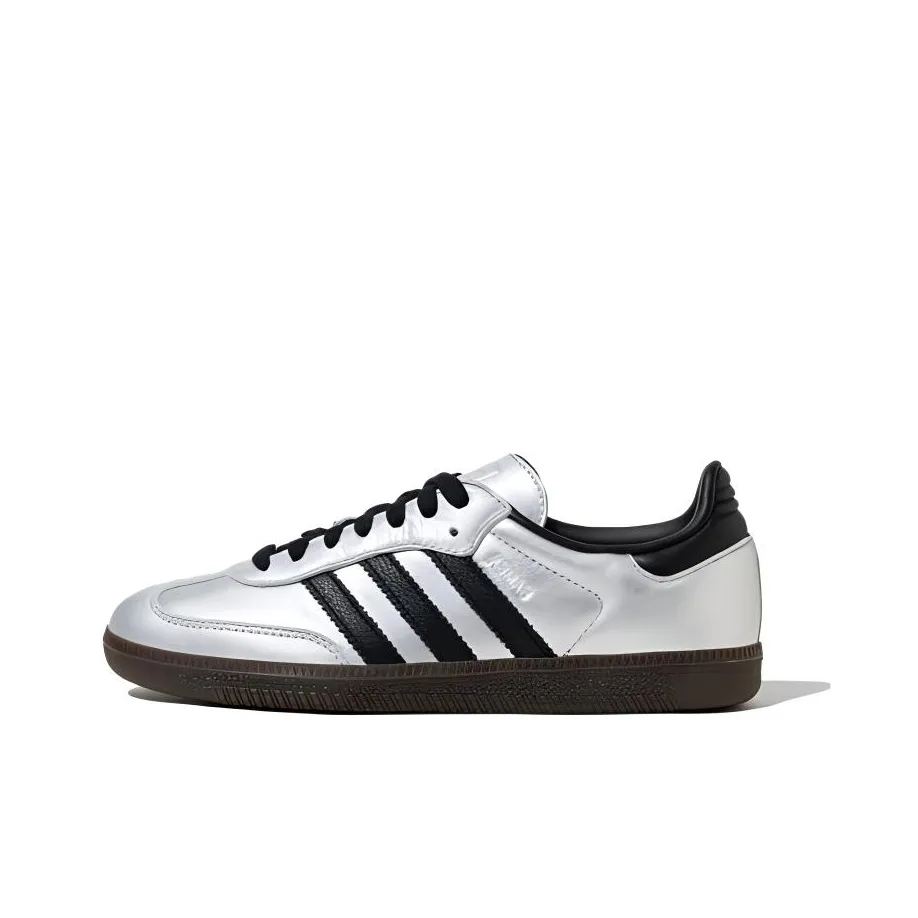 Adidas Originals SAMBA OG Skateboard Shoes Women's Low Top Metallic Silver/Black