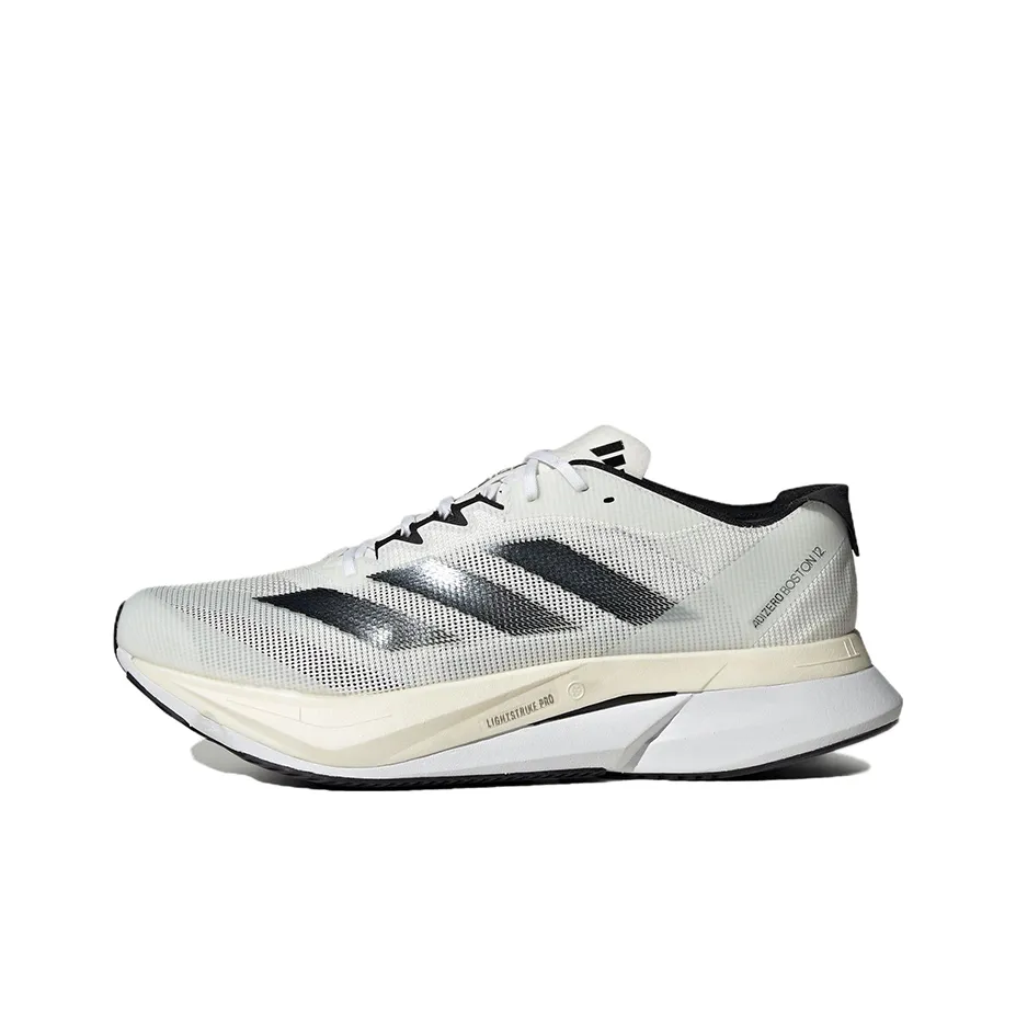 Adidas Adizero Boston 12 Running Shoes Unisex Low Top White/Black