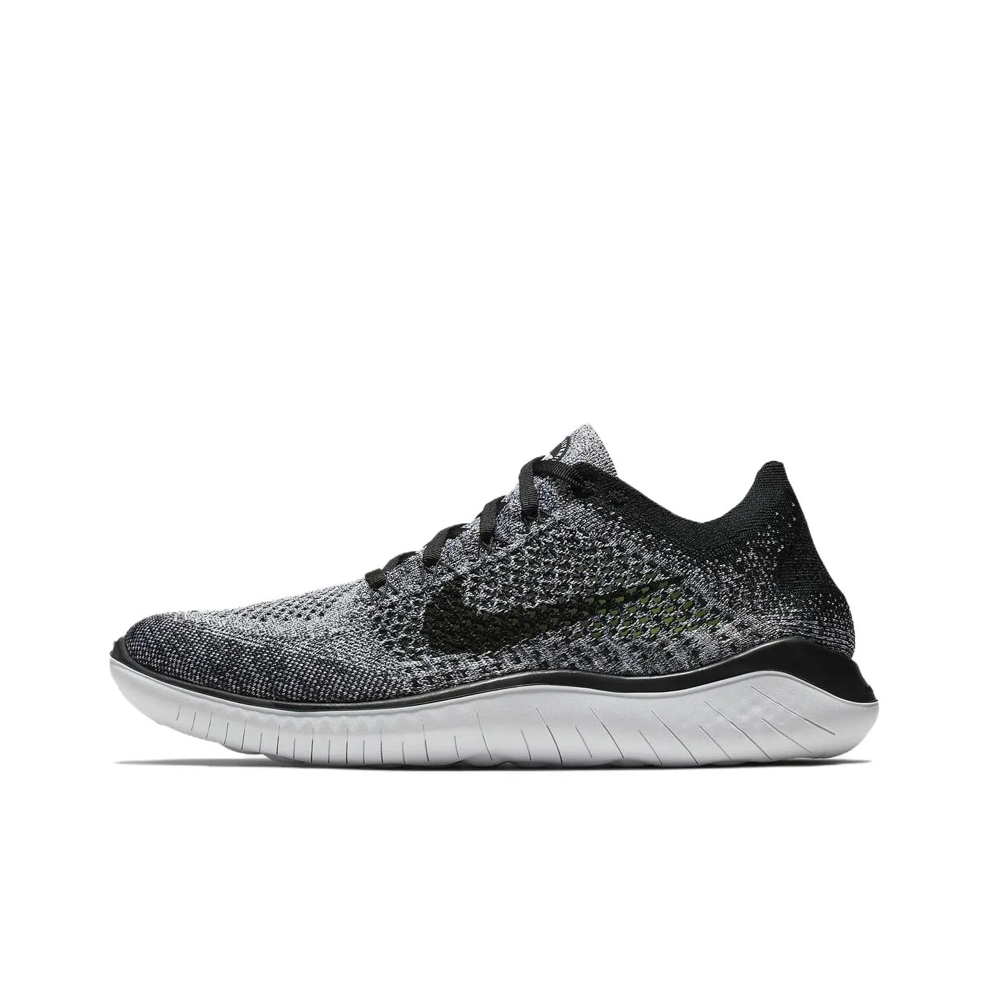 Nike Free Run Flyknit 2018 Амортизация Дышащий Легкий Низкий Топ Повседневные Беговые Кроссовки Мужские Серый Черный