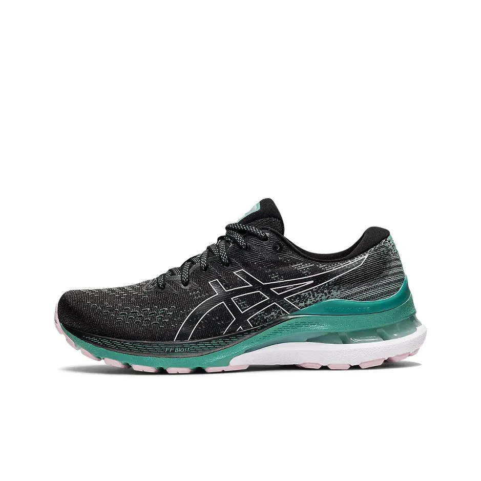 Asics Gel Kayano 28 Комфортные Низкие Беговые Кроссовки Женские Графитовый Черный Зеленый
