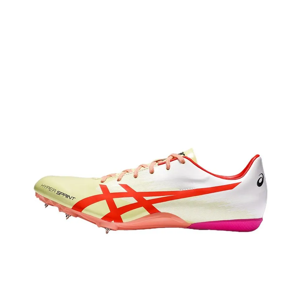ASICS Hyper Sprint 7 Кожа Низкий Верх Беговые Кроссовки Мужские Белый Желтый
