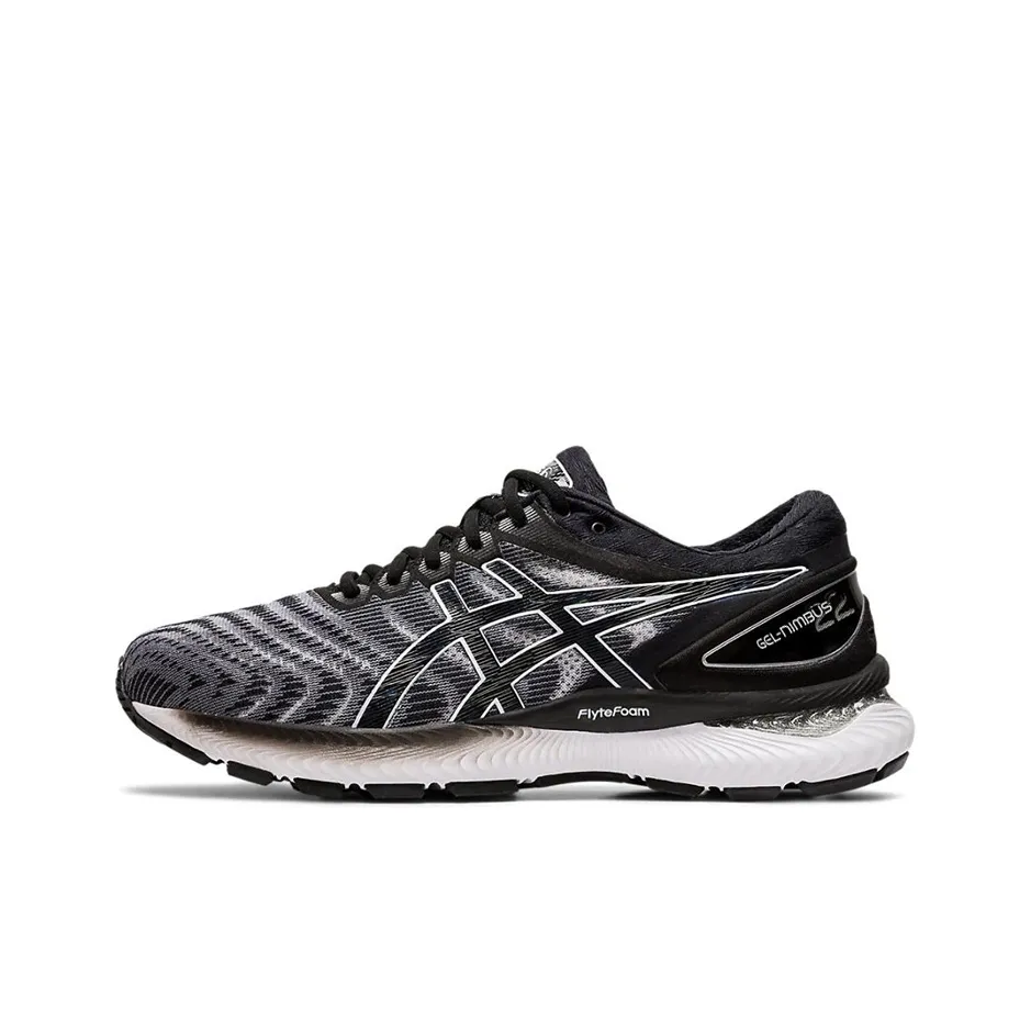 Asics Gel Nimbus 22 Сетка Текстиль Синтетическая Кожа Низкий Топ Беговые Кроссовки Мужские Черно-Белые 2E Ширина Корпуса