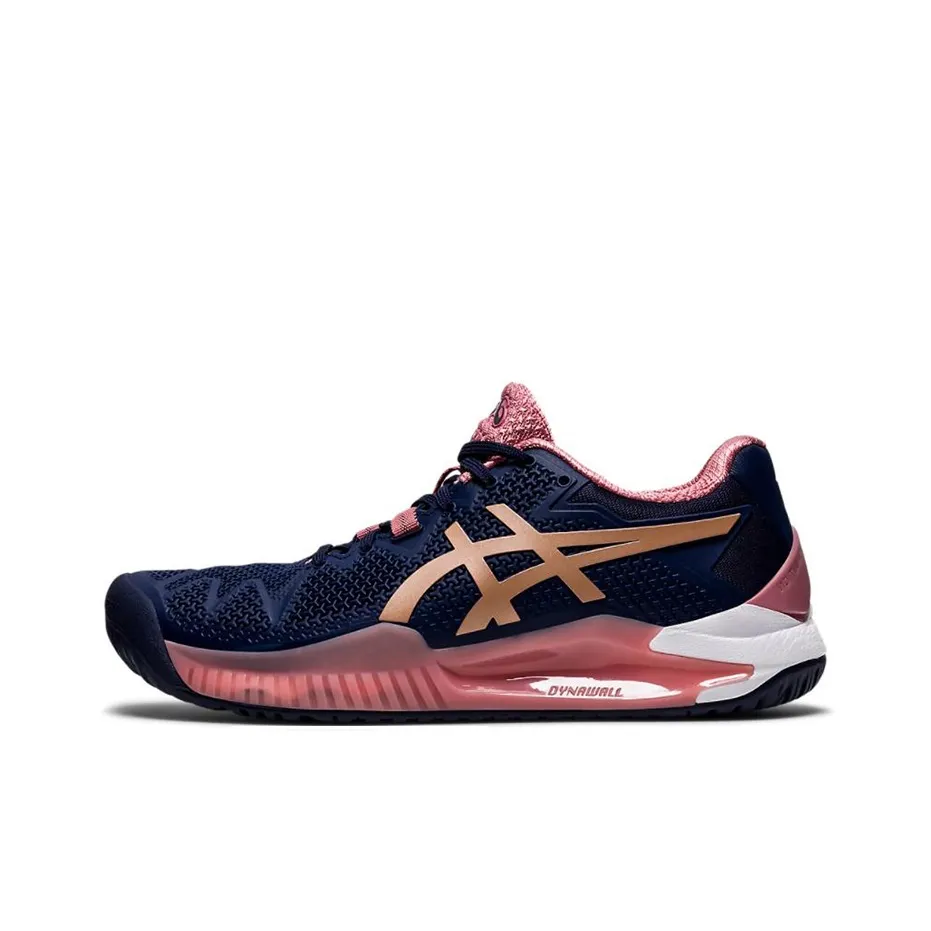 ASICS Gel Resolution 8 Теннис Низкие Беговые Кроссовки Женские Темно-синий Розовое Золото