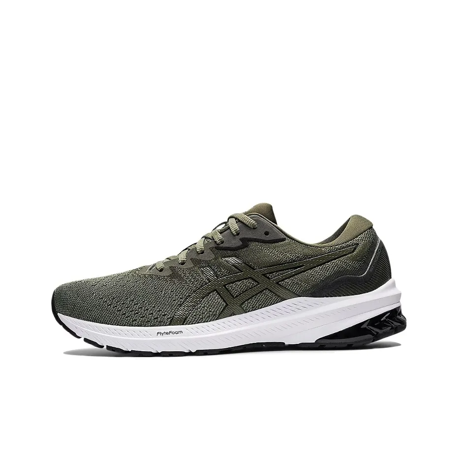 Asics GT 1000 11 Удобные Круглые Пальцы Ткань Низкие Кроссовки для Бега Мужские Оливково-Зеленые