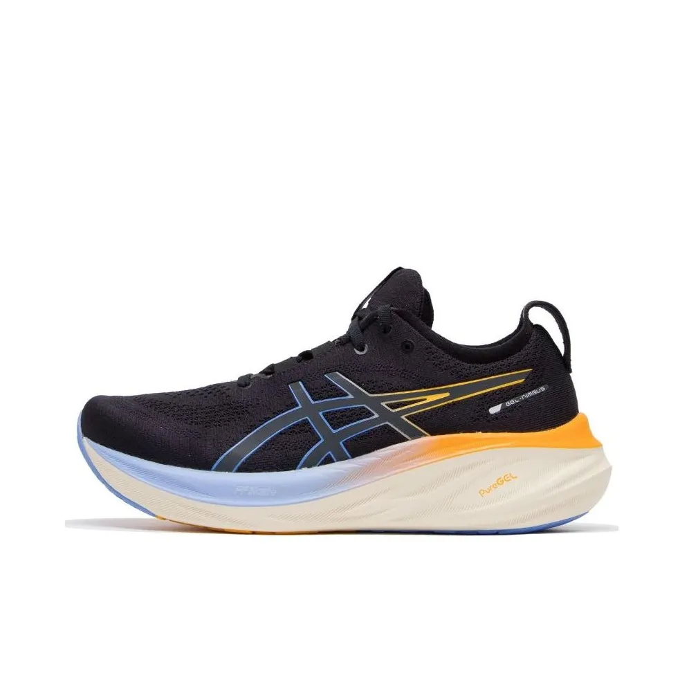 Asics Gel Nimbus 26 Амортизация Износостойкие Низкие Кроссовки для Бега Мужские Черные и Оранжевые