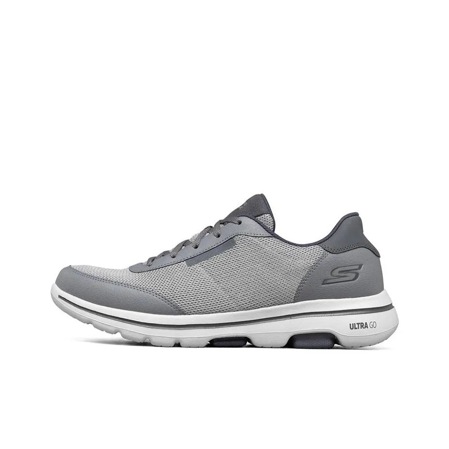 Skechers Go Walk 5 Амортизация Устойчивые к истиранию Низкие Беговые кроссовки Мужские Синие Серые