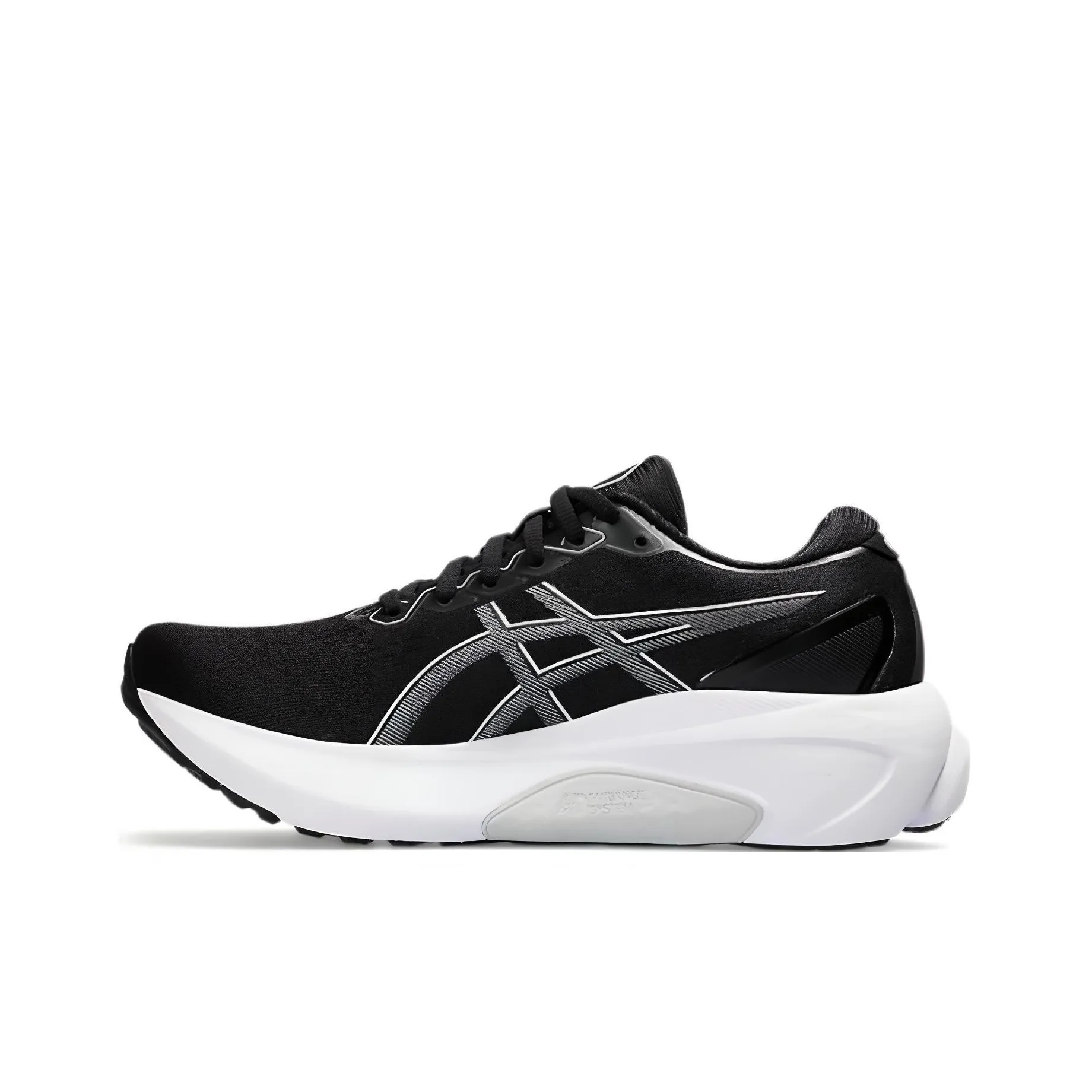Asics Gel Kayano 30 Ткань Амортизация Износостойкий Низкий Топ Марафон Беговые Кроссовки Женские Черный Серый Белый