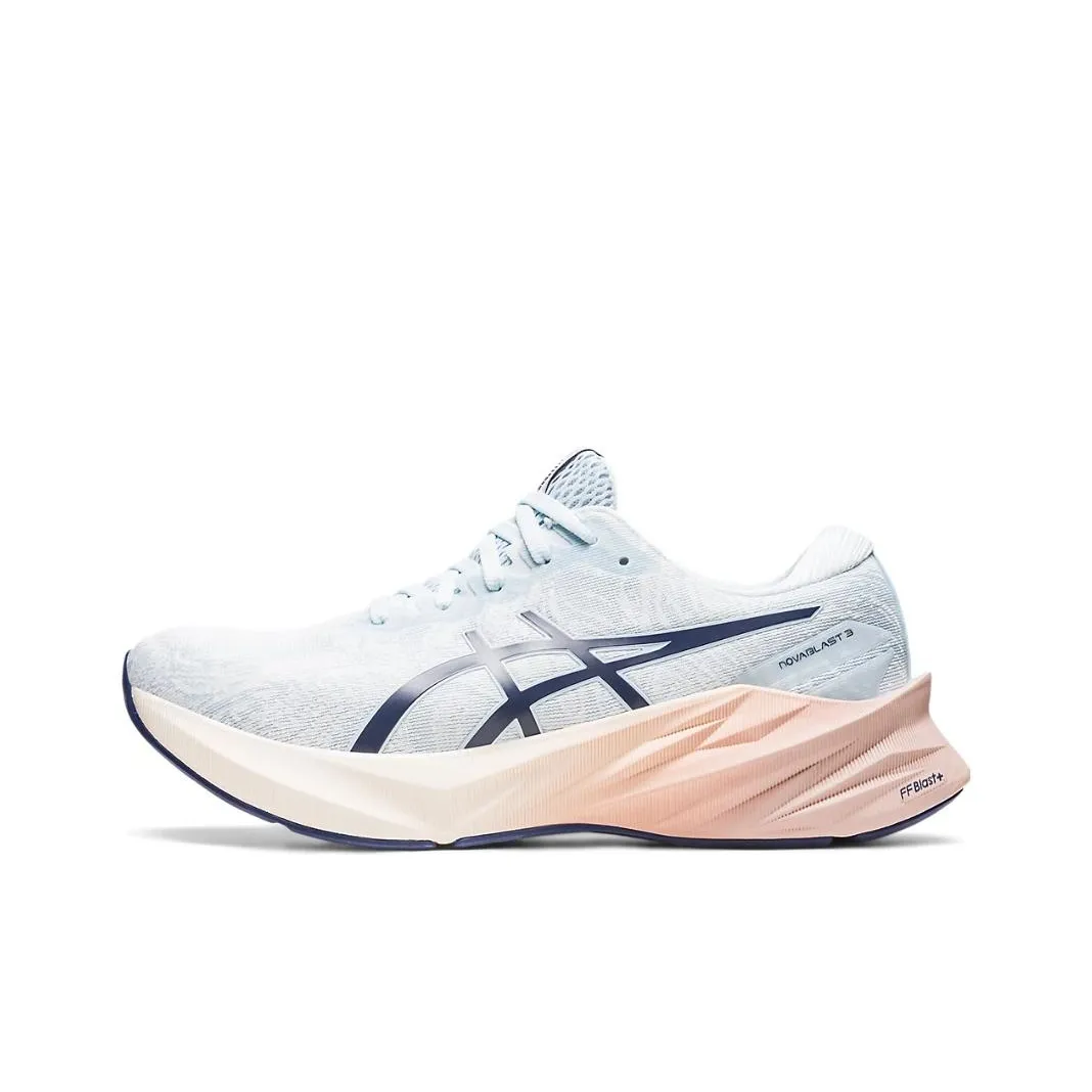 Asics Novablast 3 Ткань Низкий Верх ТРЕНИРОВОЧНАЯ БЕЖА Обувь Женская Синие Розовые