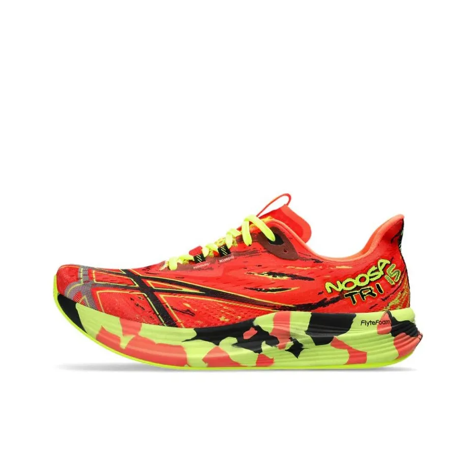 Asics Noosa Tri 15 Спортивная амортизация износостойкие низкопрофильные беговые кроссовки для мужчин красные и зеленые