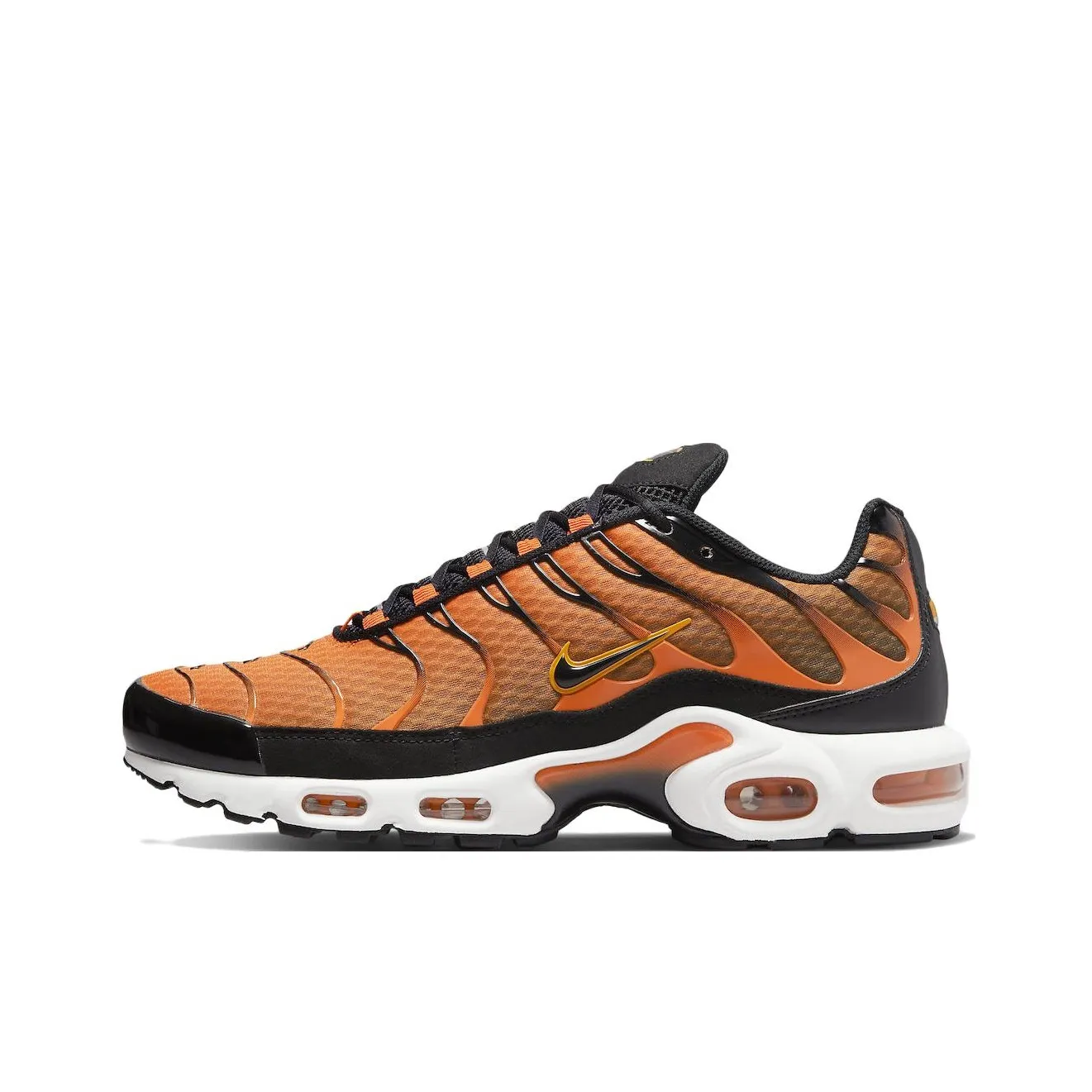 Nike Air Max Plus Ткань Низкие Повседневные Беговые Кроссовки Мужские Черные Оранжевые