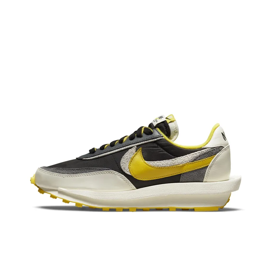 Sacai X Nike LDWaffle Черный и Яркий Citron Низкий Топ Повседневная Обувь Унисекс Серый Черный Желтый