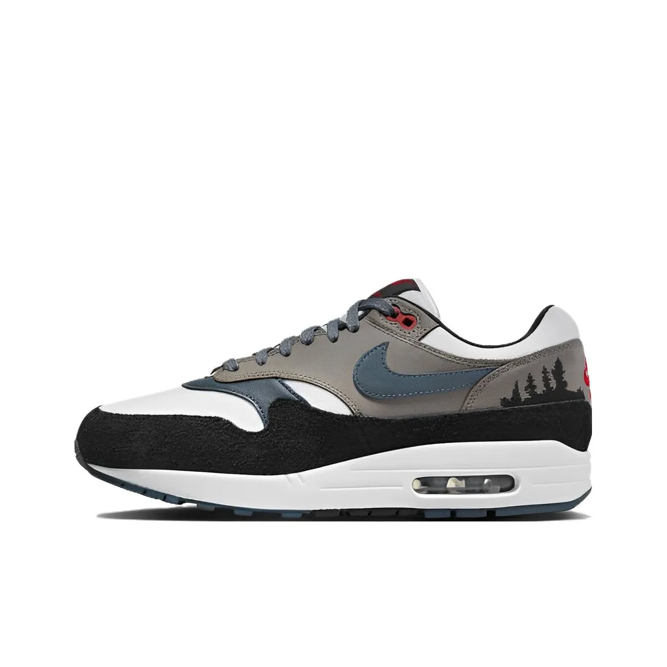 Nike Air Max 1 Prm 'Escape' Устойчивые к истиранию Низкие Повседневные Кроссовки Унисекс Серый Белый Черный