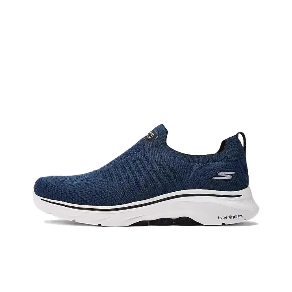 Skechers GO WALK 7 Дышащая Поддержка Увеличение Высоты Низкий Верх Повседневная Обувь Мужская Синий Черный