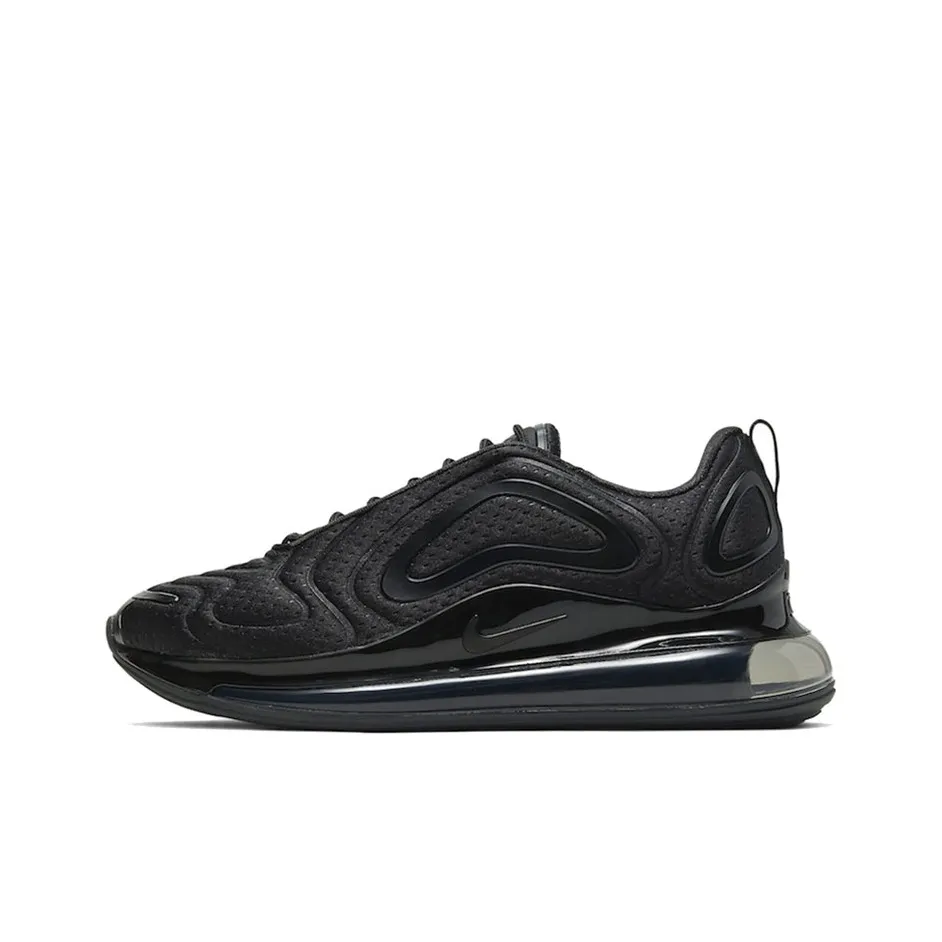 Nike Air Max 720 Triple Black Mesh Текстиль Амортизация Легкий Низкий Верх Повседневная Обувь Мужская Черный Warrior