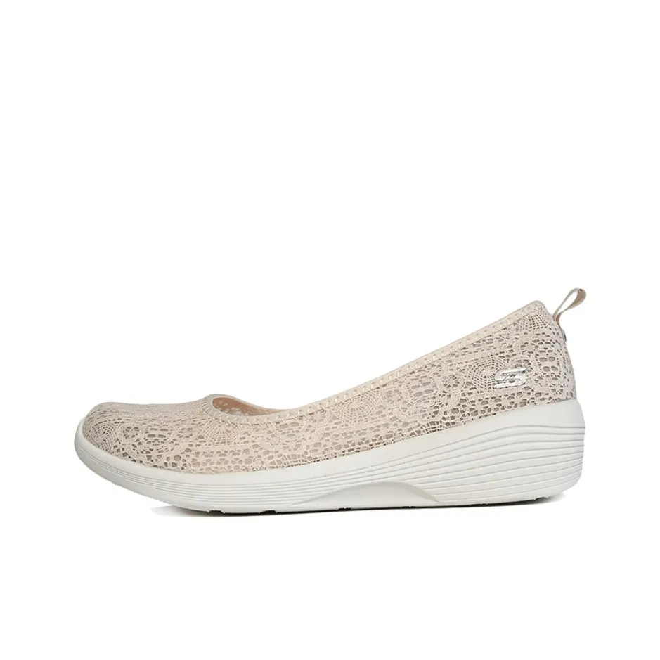 Skechers Ary Air Days Сетка Текстиль Дышащий Низкий Топ Повседневная Обувь Женская Экрю