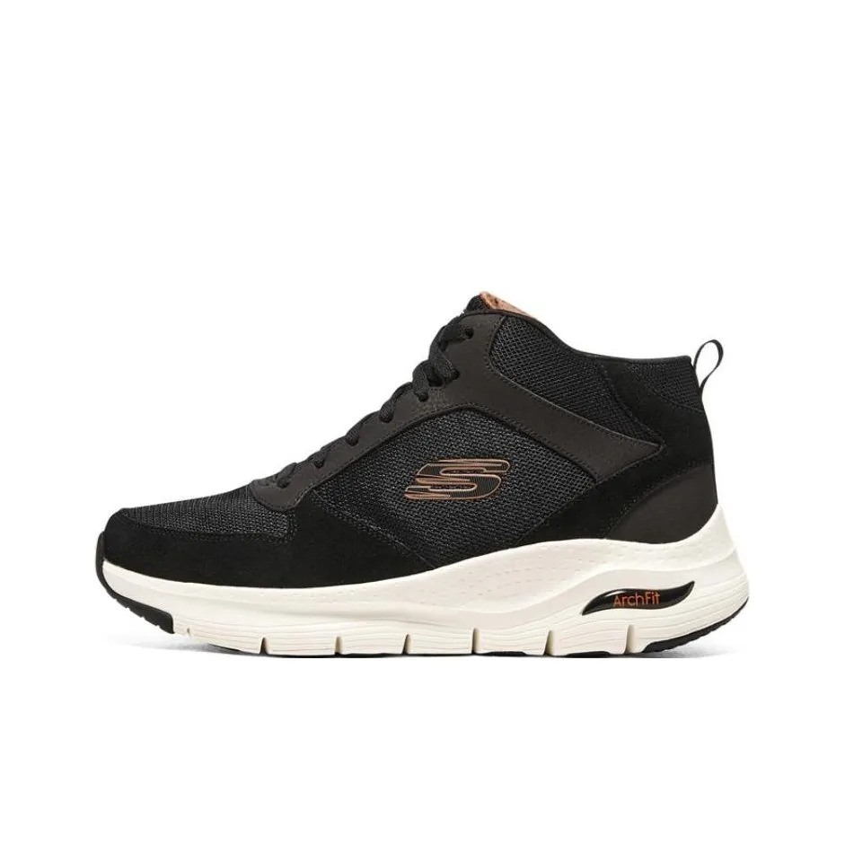 Skechers Arch Fit Синтетическая кожа Амортизация Высокие повседневные мужские черные кроссовки