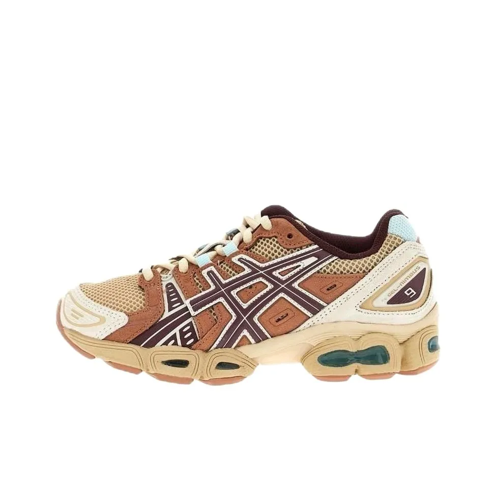 Asics Гель Nimbus 9 Удобный Круглый Палец Амортизация Низкий Топ Повседневная Обувь Женская Коричневый