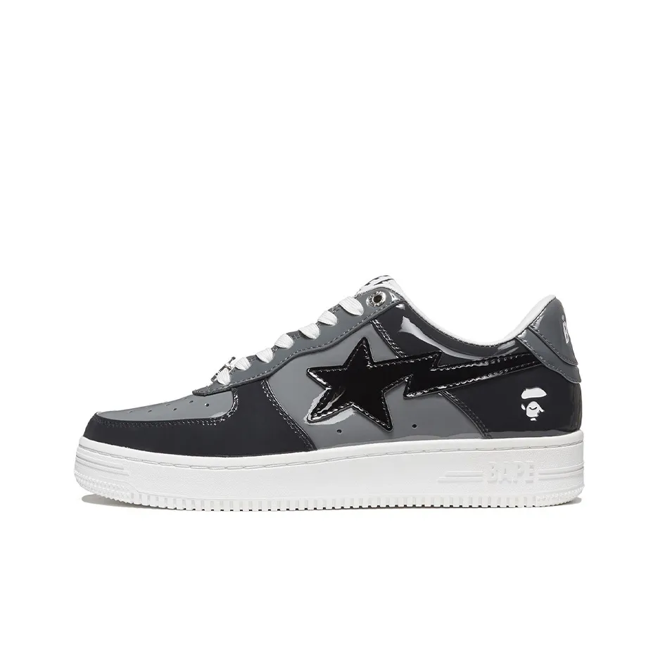 A BATHING APE BAPE STA Комбо Лакированная кожа Стильные Скейтбординги Унисекс Премиум черный