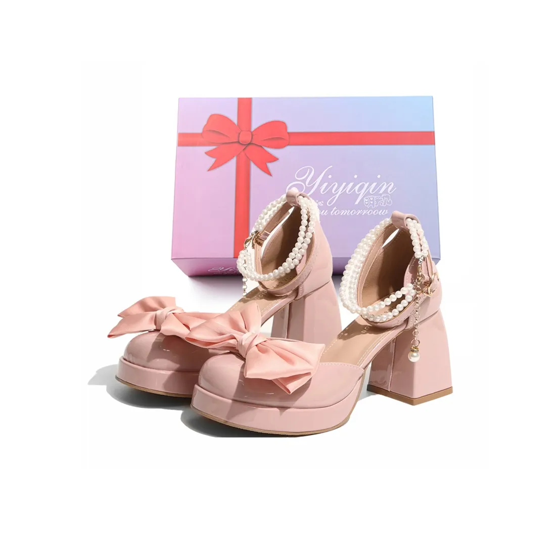 YIYIQIN Грубый каблук Туфли Мэри Джейн 7 см Женские