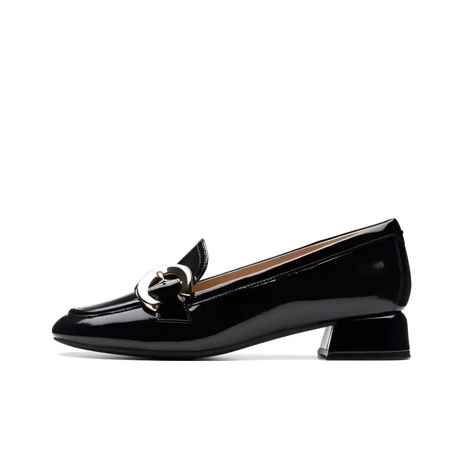 Clarks Daiss 30 Кожа Грубый Каблук Высокие Каблуки 3 см Женские Черные